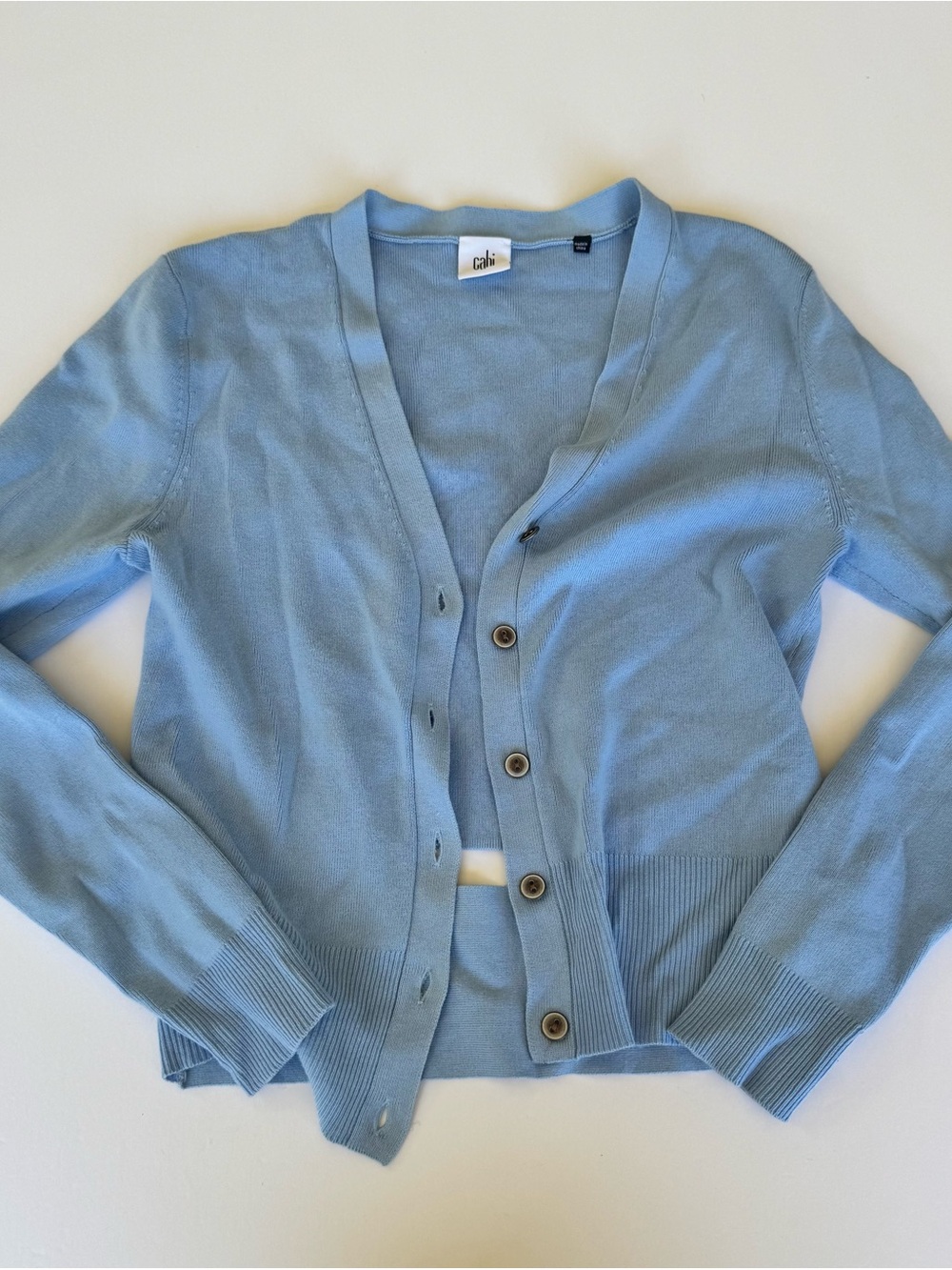 Cabi Womens Medium Periwinkle Blue Cut Out Cardigan Sweater V-neck